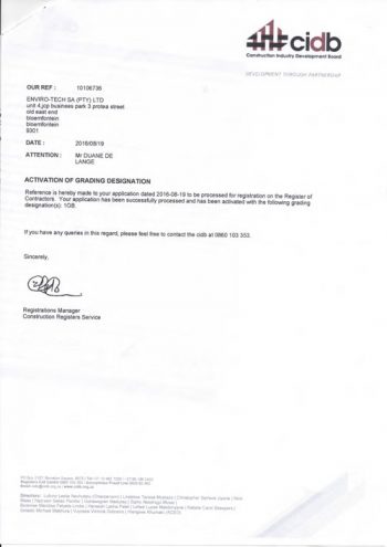 Accreditation – Enviro-Tech SA